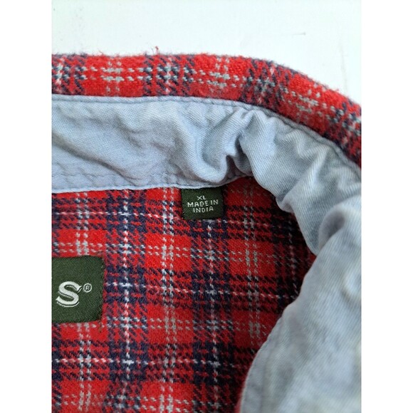 Orvis Plaid Flannel Shirt Men's XL Red Gray Lumberjack Heavyweight Check Striped - Picture 3 of 11